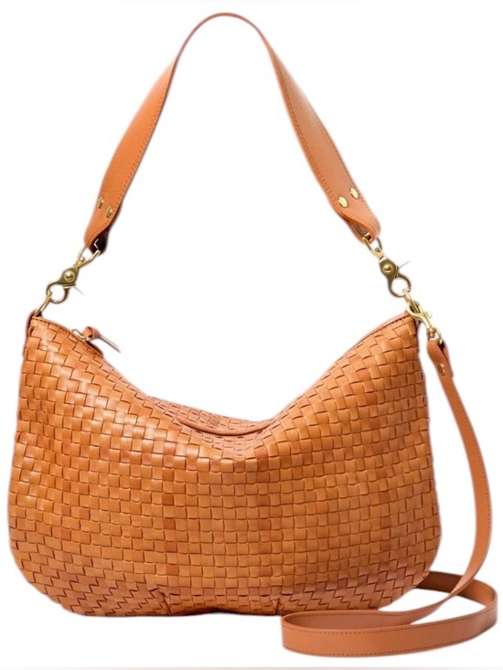 Clare V Handbags - Clare V. Moyen Messenger Woven Leather Zip Top Crescent Shoulder Crossbody Bag